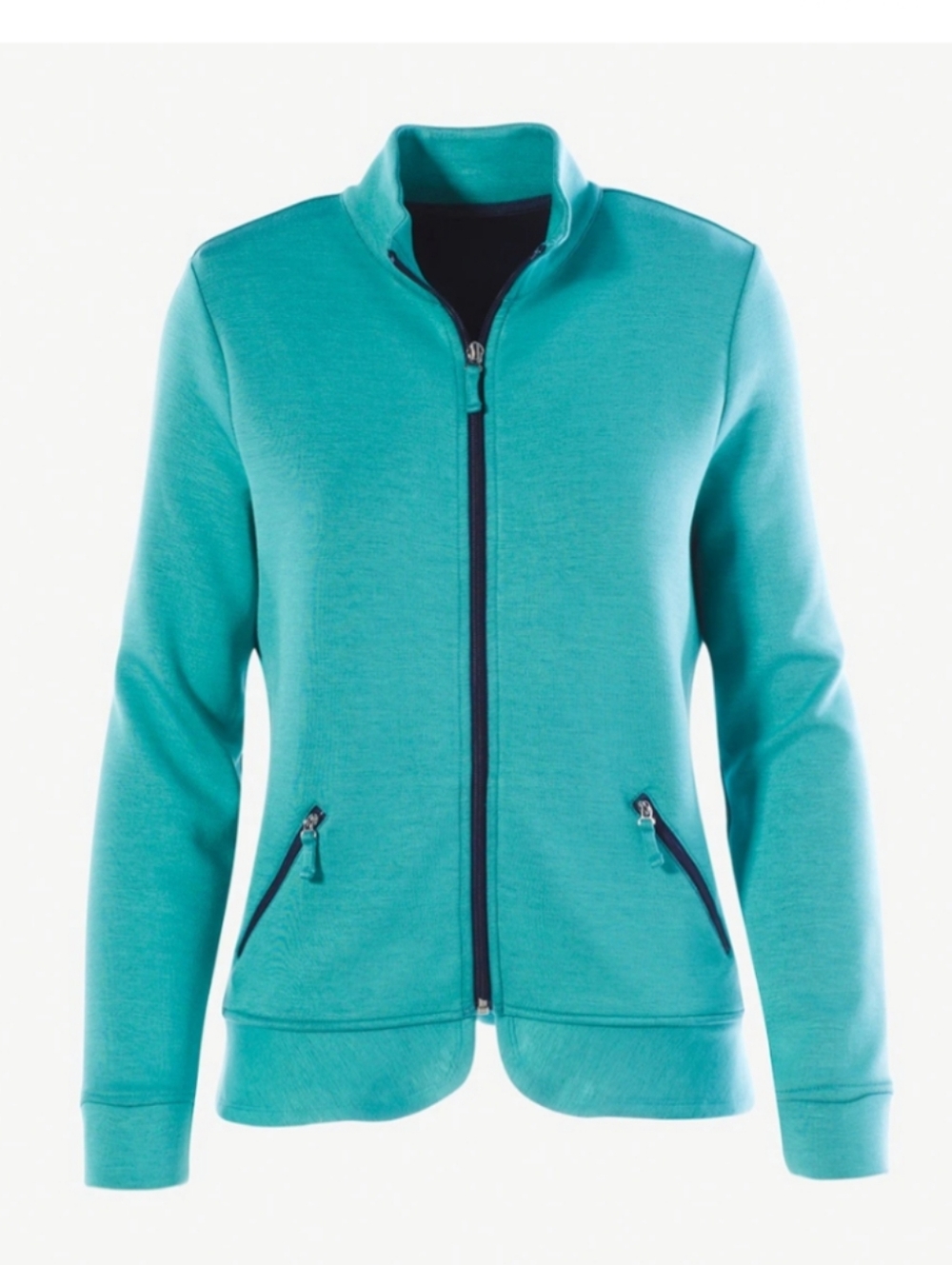CHICO'S Teal  Peplum Scuba Jacket